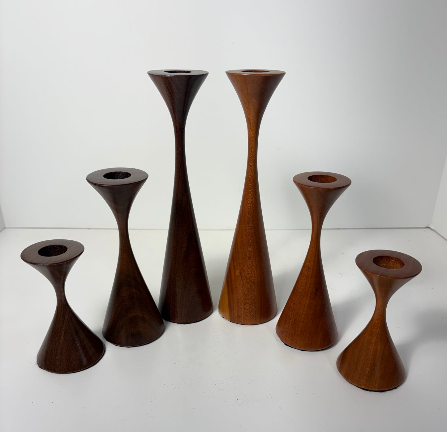 Candleholders - Walnut and Cherry Sets of three