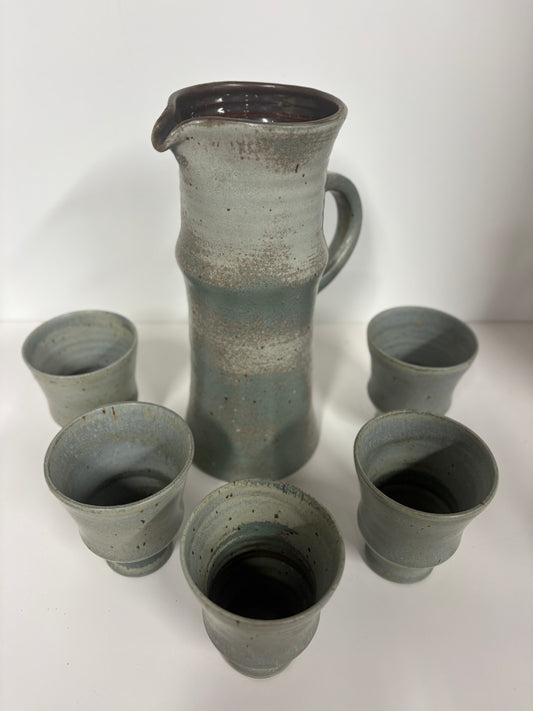 Stoneware Pitcher with  4 Glasses by Lunn Gault